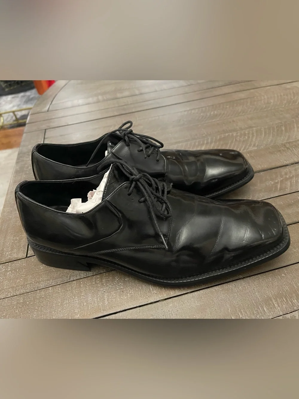 Stafford Black Patent Lace-Up Oxfords